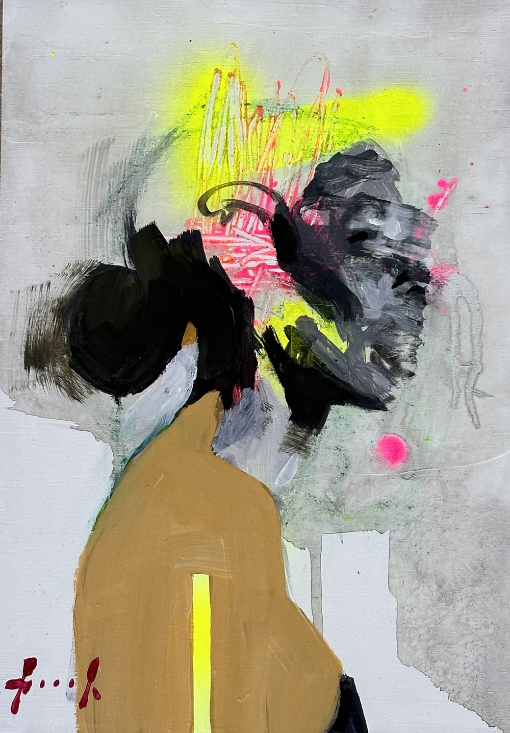 Drawings from Somewhere Else 5 · Mixed media on wooden panel