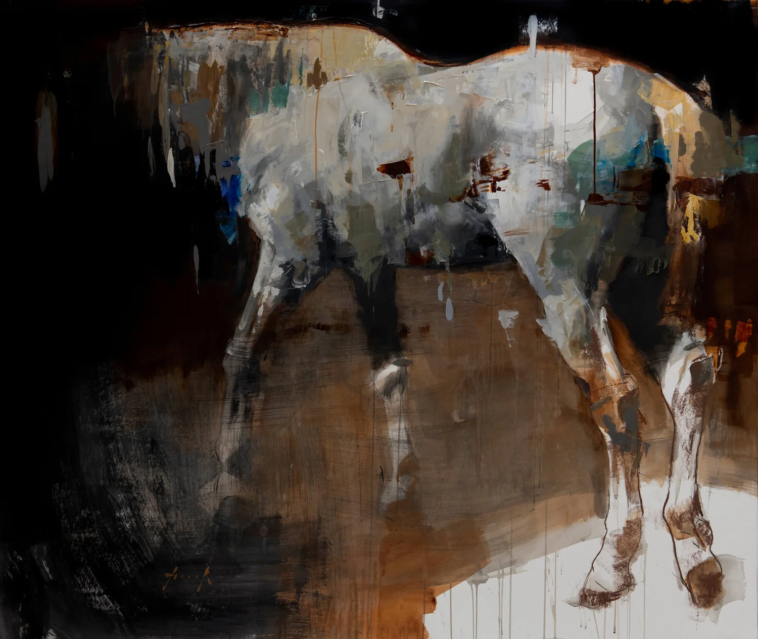 A Line in the Balance 4 · Mixed media oil on paper