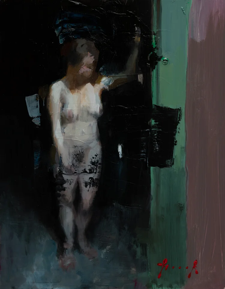 Green Door · Oil on aluminium