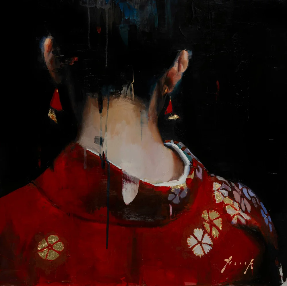 Red Kimono · Oil on aluminium