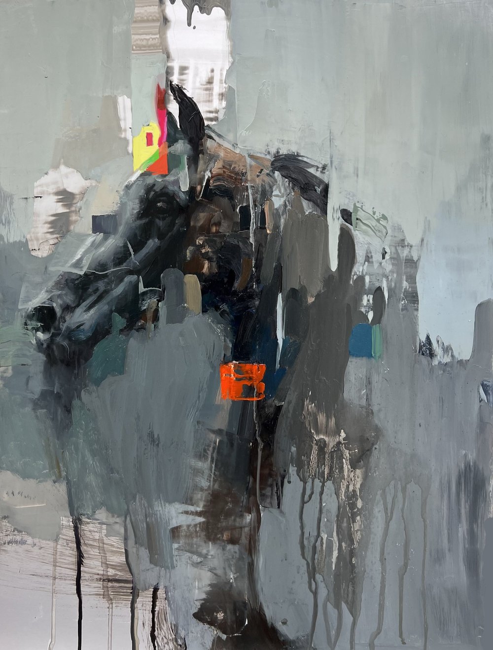 La Idea De Una Cabeza De Cabello Con Amarillo Limon · Mixed media on aluminium