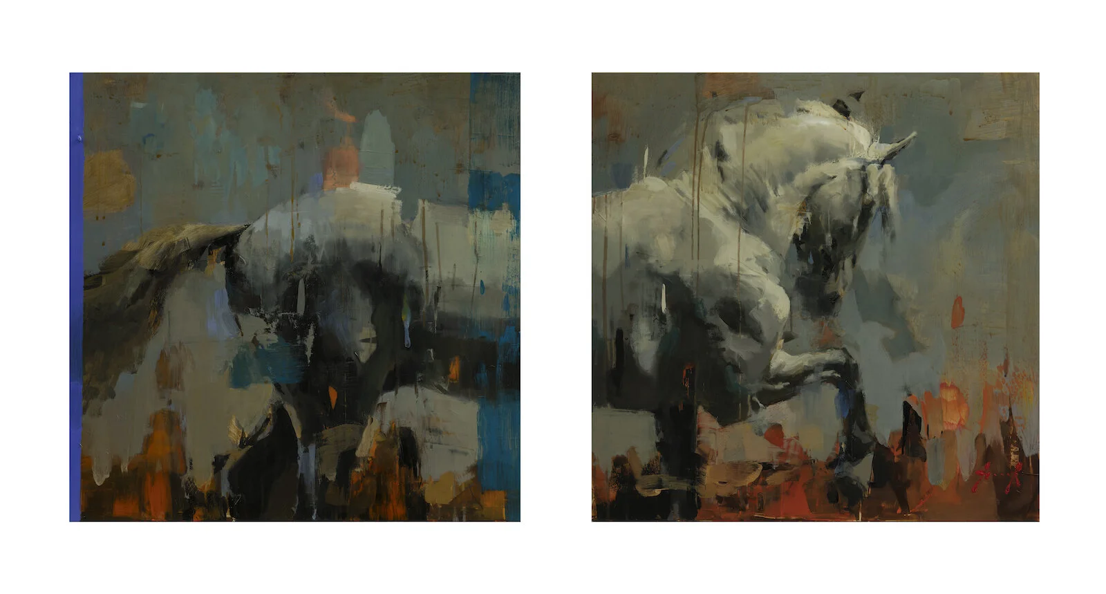 Two Blues (b) · Oil on aluminium