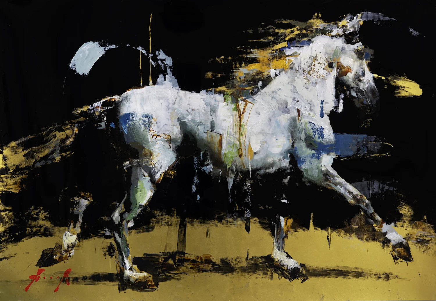 Two Golds · Oil on mylar