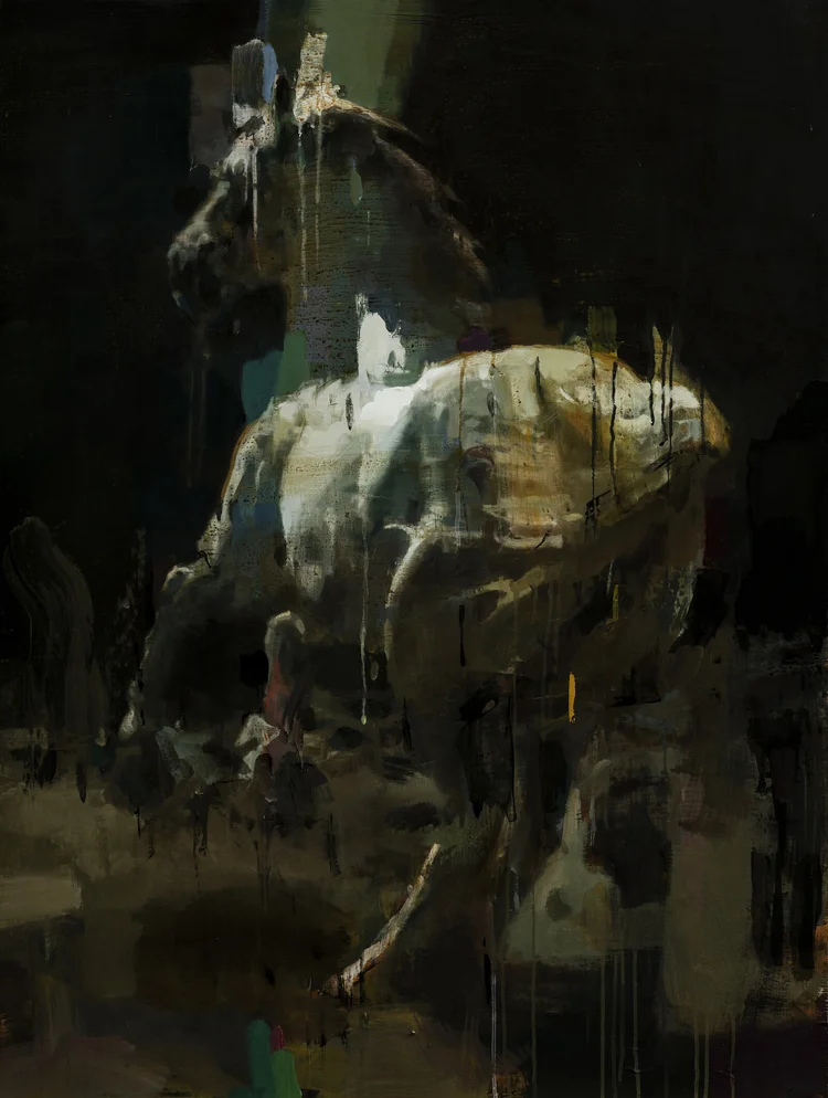 Two Greens · Oil on wooden panel