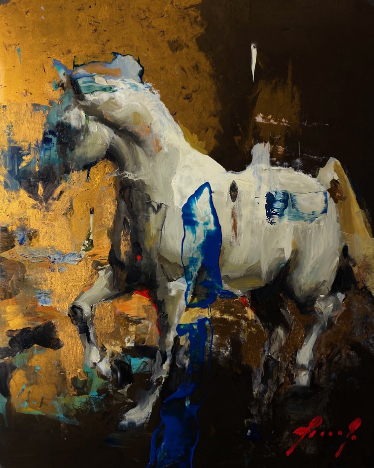 2 Golds · Oil on aluminium