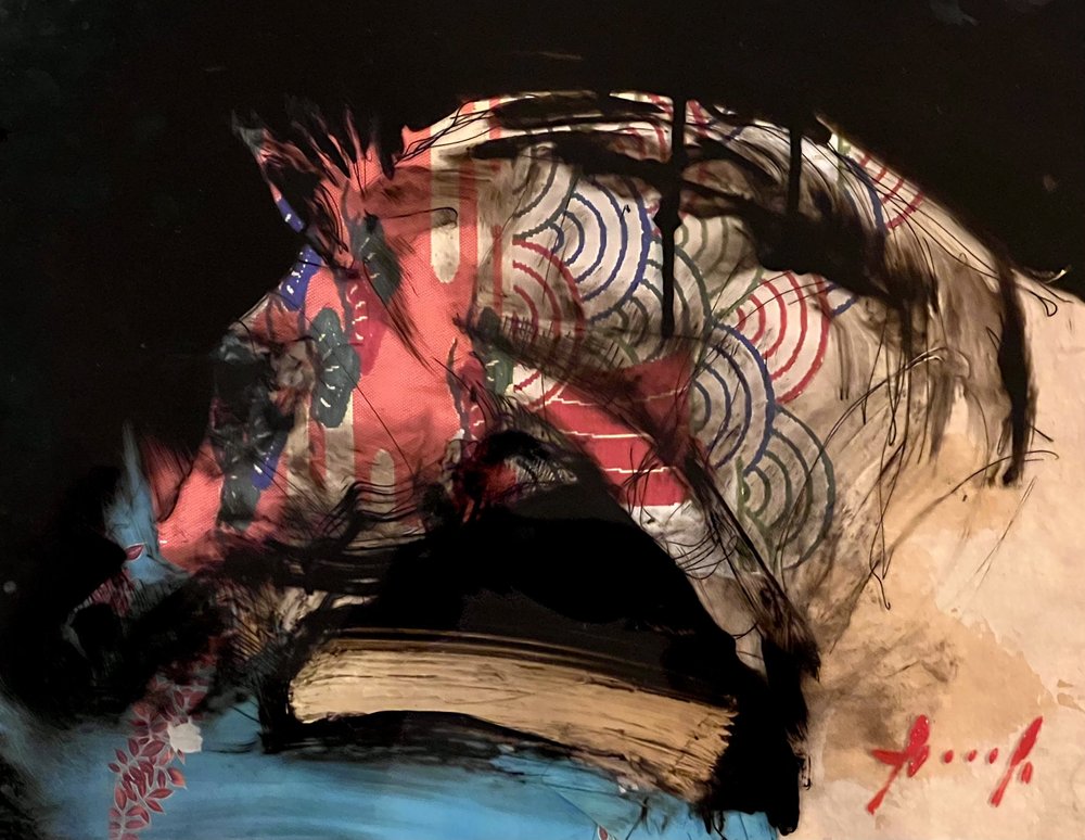 Shinme Chapter II — El Caballo Sagrado Shinto · Mixed media collage on paper