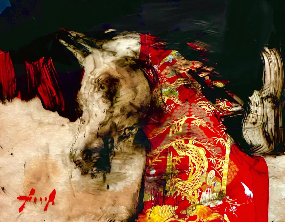 Shinme Chapter I — Kaoru · Mixed media collage on paper