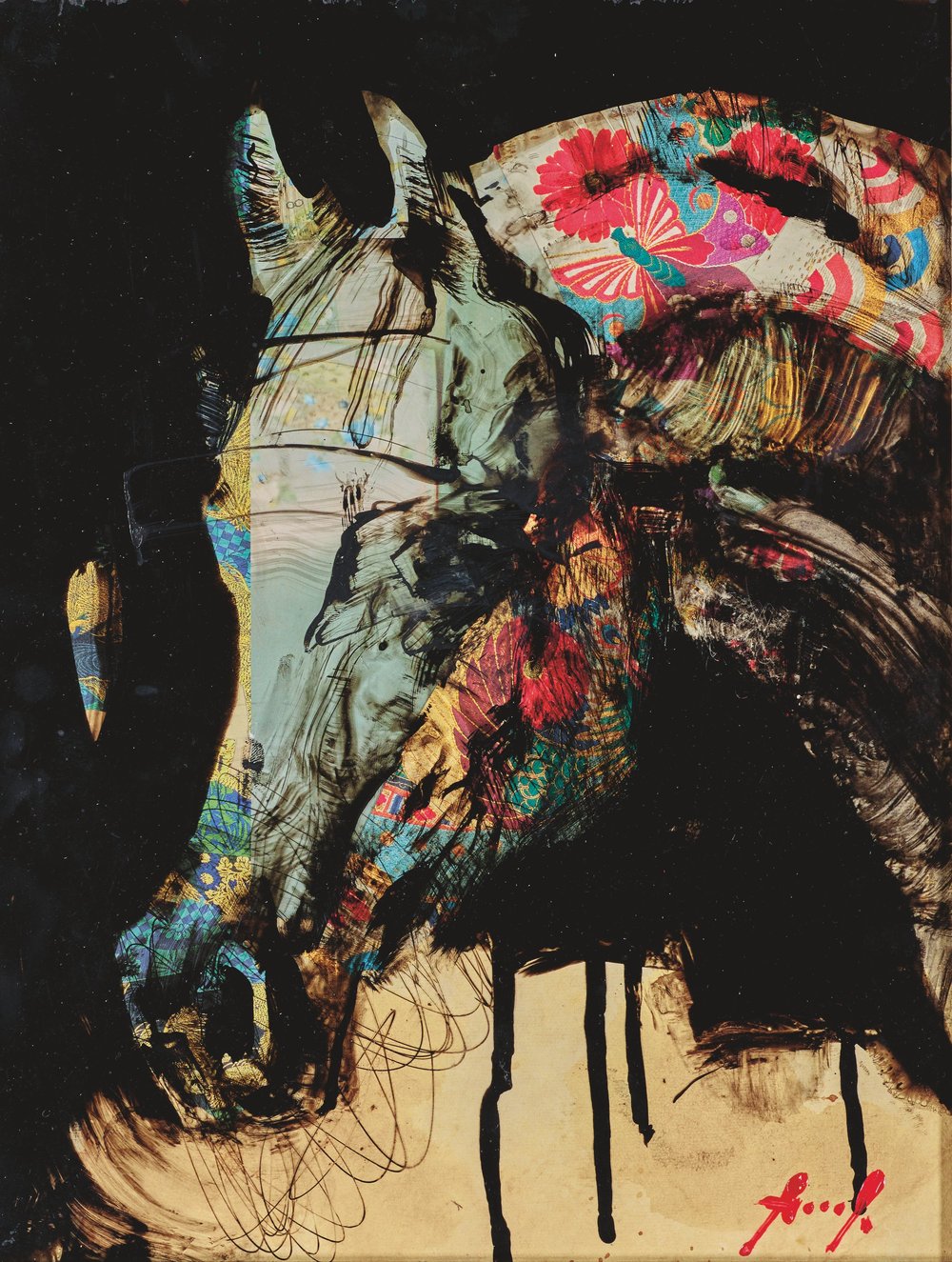 Shinme Chapter I — Saku · Mixed media collage on paper