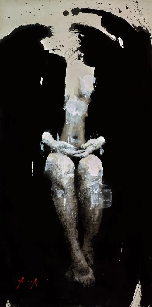 Kimono Negro 1 · Gesso and ink on mulberry paper