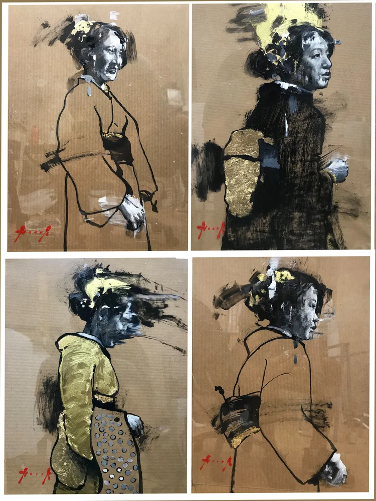 Mixed Media Drawings on Parcel Paper